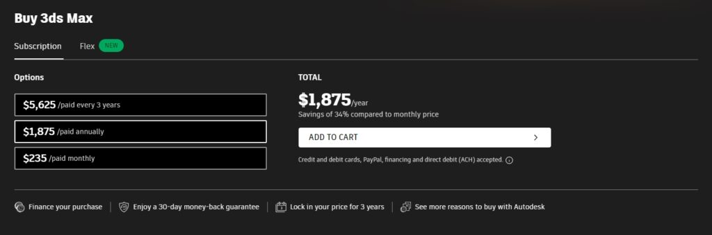 pricelist of 3ds max purchase